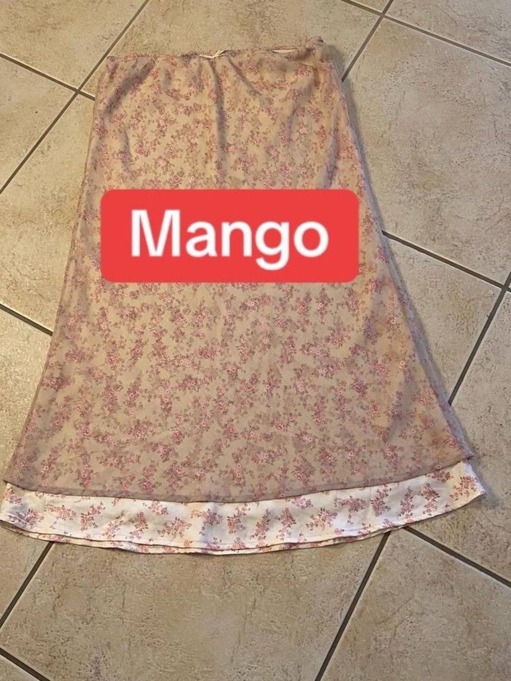 Mango reversible Satin/chiffon floral print midi skirt